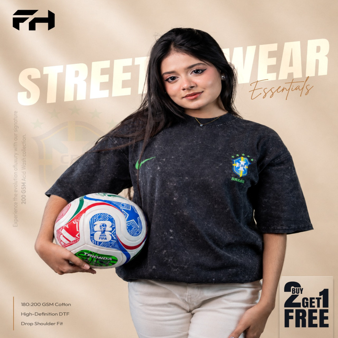 Brazil Acid Wash Drop Shoulder Tshirt
